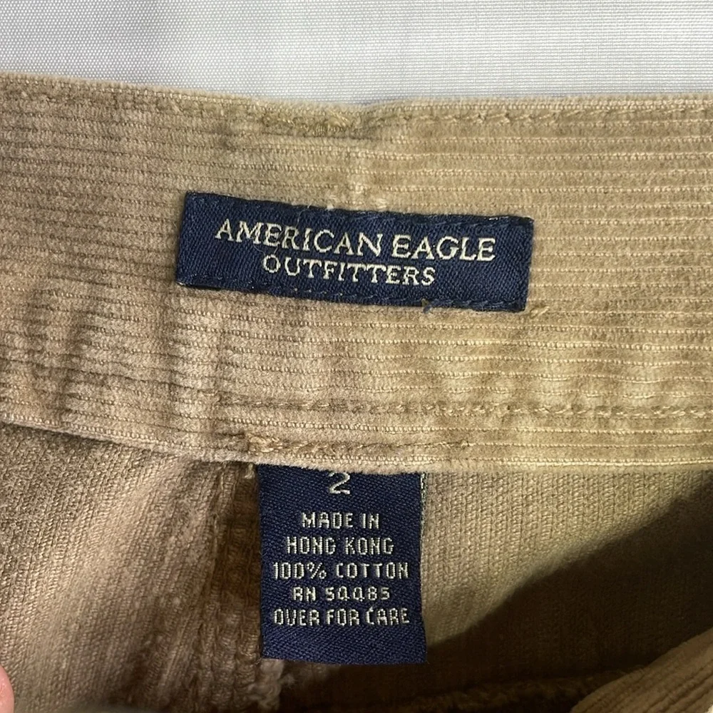 American Eagle tan corduroy jeans skirt with front slit